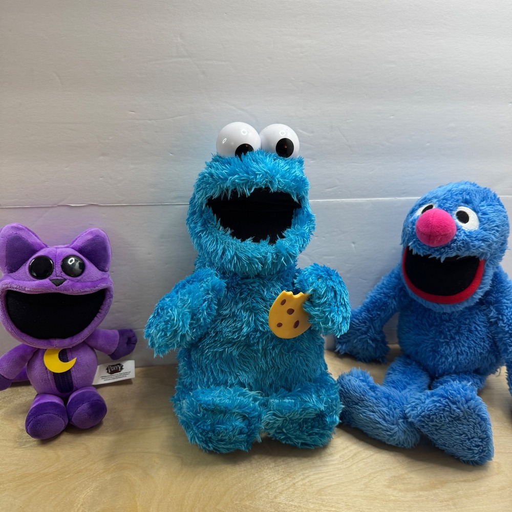 Sesame Street Cookie Monster Grover and Poppy Playtime CatNap Plush Toy Lot 3pc